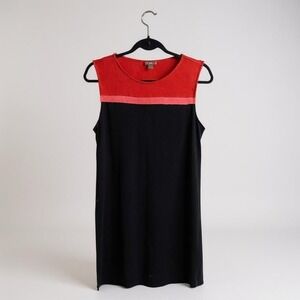 J. Jill Womens Sleeveless Red & Black Color Block Stretch Dress M